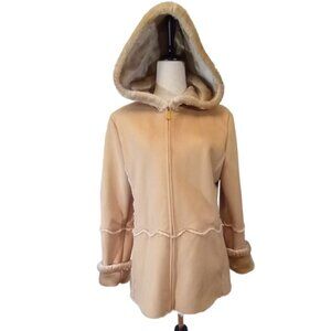 Jones NY. Faux Suede & Fur Zip Front Coat Size Medium.
